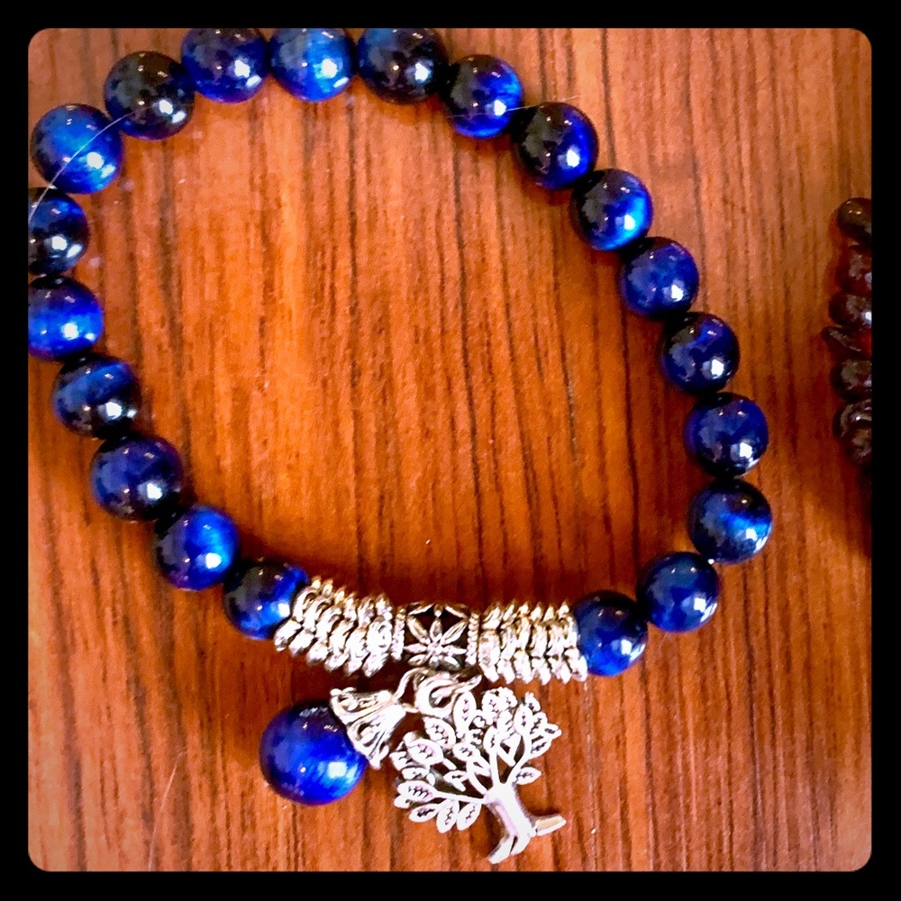 Blue Tigers Eye Charm Bracelet